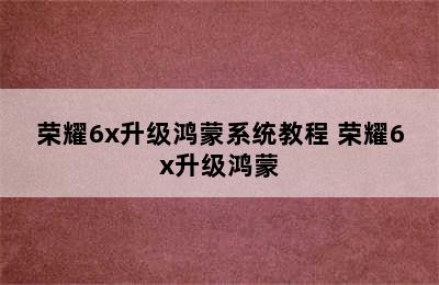 荣耀6x升级鸿蒙系统教程 荣耀6x升级鸿蒙